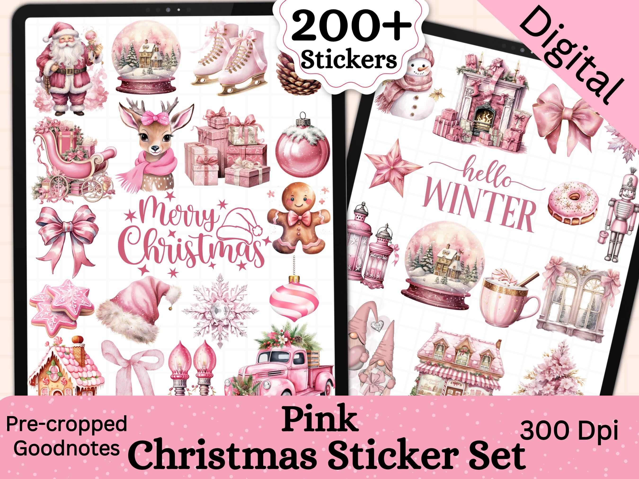 Pink Christmas Goodnotes Stickers, Winter Planner Stickers (digital) - Etsy
