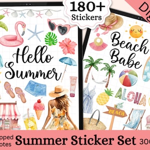 Verano Digital Goodnotes Pegatinas Digital Summertime Goodnotes Acuarela Digital Planner Pegatinas Verano Temporada Digital Planner Pegatinas