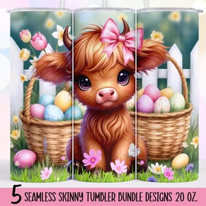 Easter Egg Highland Cow 20 oz Skinny Tumbler Sublimation Design,Highland Cow Tumbler Wrap,Easter Tumbler Wrap,Instant Digital Download