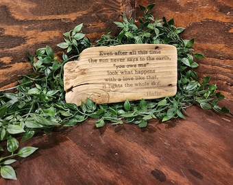 Handmade Driftwood Sign: Hafiz Quote, Coastal Decor