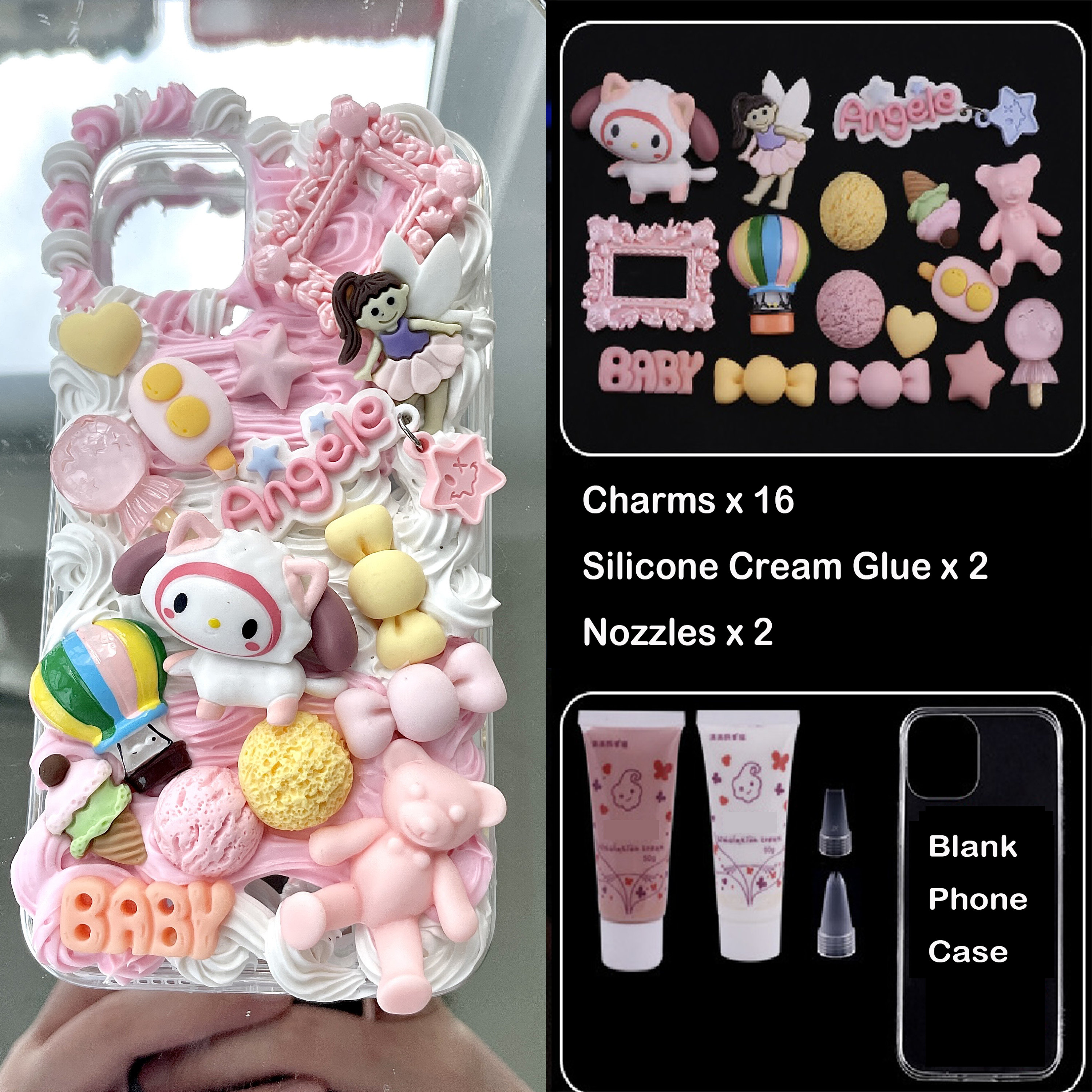 Decoden Phone Case DIY Kit Kawaii Pig Food Donut Cookies Macaroons