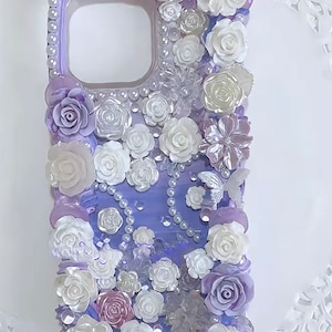 Luxus Lila Ombre Decoden Handyhülle für alle Marken, Creme Handyhülle, Handgemachte iPhone 14 Hülle, Samsung, Android