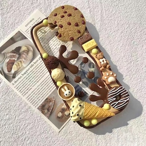Big Cookie and Ice Cream Decoden Phone Case for All Brand with Chocolate Jam, Cream Phone Case, Handmade iPhone 14 Case, Samsung, Android