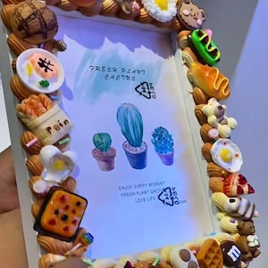 Fake Food and Snacks Decoden Photo Frame, Cute Breads and Cakes,  Brown Handmade Cream Photo Frame All Sizes Available