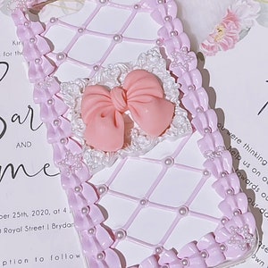 Violet Baroque Bow Decoden Phone Case for All Brand, Chic and Pretty Frame Fake Cream Phone Case, Phone case iPhone 14, Samsung, Android image 2