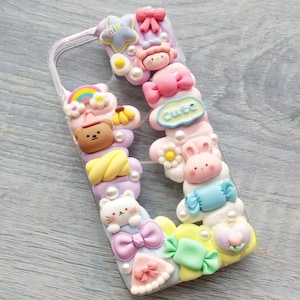 Kawaii Animals Decoden Phone Case for All Brand, Candy Color Fake Cream Phone Case, Phone case iPhone 14, Samsung, Android