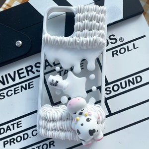 Dairy cows and milk  Decoden Phone Case, kawaii Charms Cute Phone Case for Samsung, Apple, Android