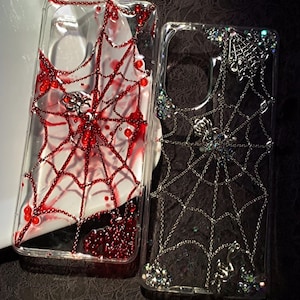 Halloween Design Spider Web Resin Phone Case for All Brand, Spider and Skeleton, Vampires, Customized Case for Samsung Android