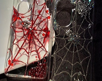 Halloween Design Spider Web Resin Phone Case for All Brand, Spider and Skeleton, Vampires, Customized Case for Samsung Android