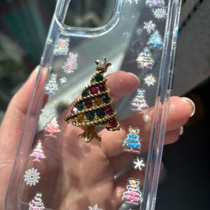 Sparkling Christmas Resin Phone Case for All Brand, Handmade Cream Case iPhone 16, Christmas Gift for Her, Phone Case for All Model