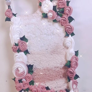 Red and White Roses Garden Decoden Phone Case for All Brand, Handmade Roses and Leaves Phone Case Cream Case Customized Case Samsung Android