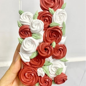 Full Garden All Handmade Roses and Leaves Decoden Phone Case for All Brand, Cake Phone case Fake Cream Case, Customized Case Samsung Android