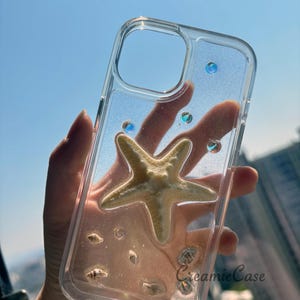 Sommer Stil Seestern und Muschel Handyhülle für alle Marken, Minimalist Decoden Harz Handyhülle, handgefertigt iPhone 16 Hülle, Samsung, Android