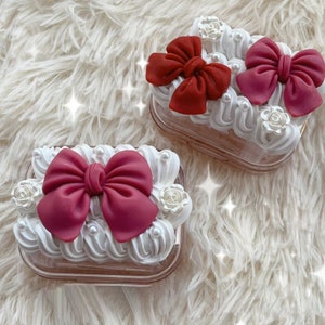 Cute Bows Decoden Airpods Case, Roses Handmade Earphone Case, Cream Phone Case, Apple Phone Case, Gift for Her