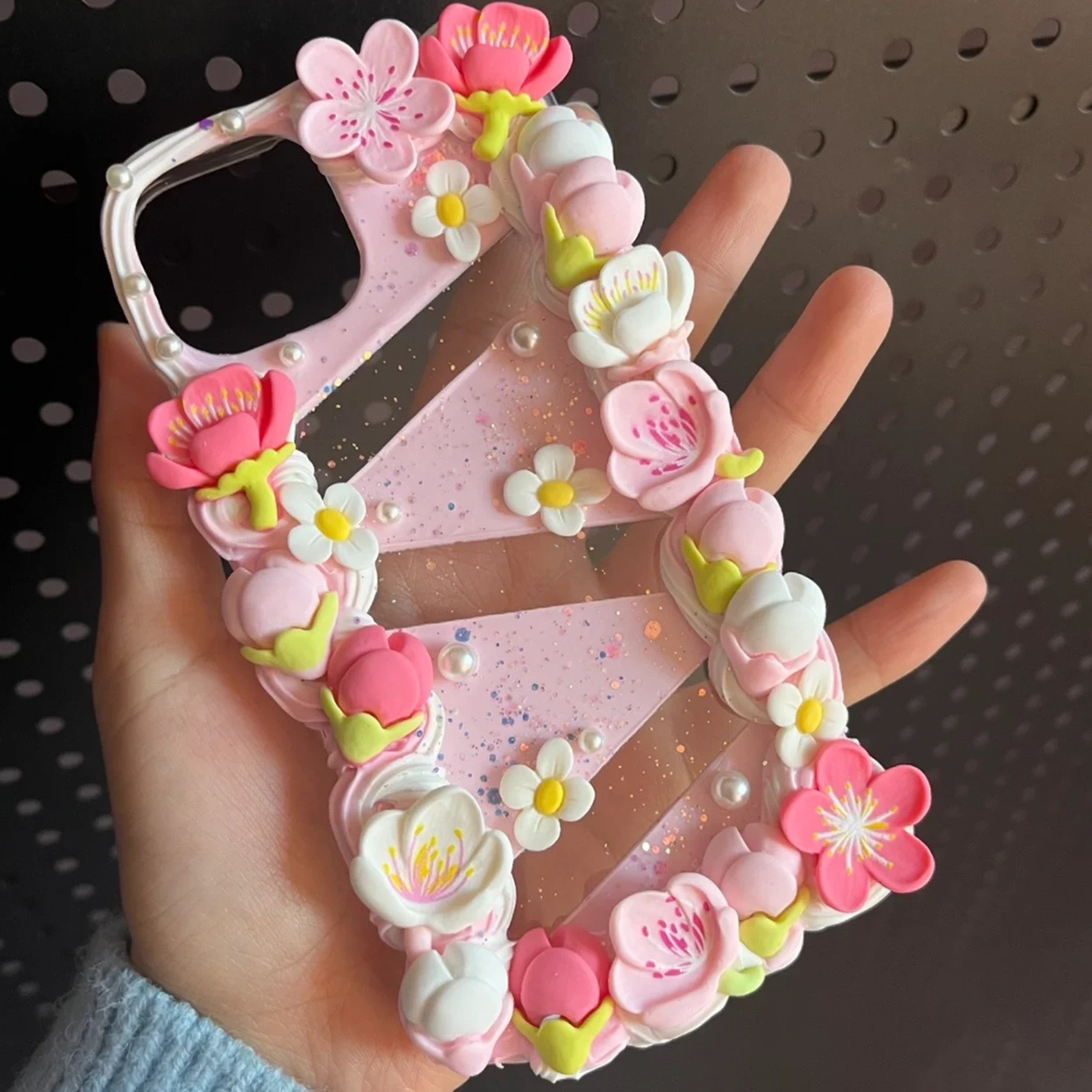 Pink Sakura Decoden Phone Case for All Brand, 3D Fake Cream Pink Sakura Decoden Phone Case for All Brand, 3D Fake Cream