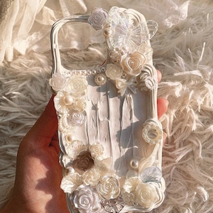 Chique olieverftextuur Barokke stijl gedecodeerd telefoonhoesje voor alle merken, nep crème telefoonhoesje, telefoonhoesje iPhone 14, Samsung, Android