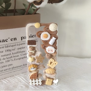 Cute Foods and Sheep Decoden Phone Case for All Brand, Kawaii Aesthetic Cream Phone Case, Handmade iPhone 14 Case, Samsung, Android