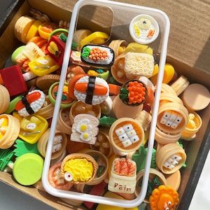 Mini Food Phone Case, Pizza, Sushi, Bread Phone Case, DIY Phone Case Kit, Clear Cute Phone Case for Samsung, Apple, Decoden, Starter Package
