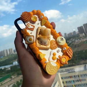 Hamster and Foods Decoden Phone Case, Fake kawaii Charms Cute Phone Case for Samsung, Apple, Android