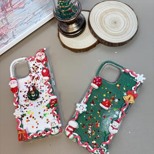 Christmas Theme Decoden Phone Case for All Brand, Handmade Cream Case iPhone 16, Christmas Gift for Her
