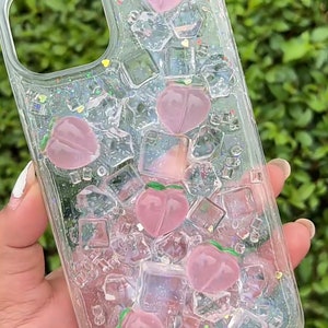 Ice peaches Decoden Handmade Phone Case for All Brand, Cool Clear Case, Customized Case for iPhone Samsung Android