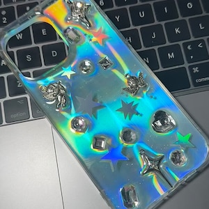 Handmade Star Metal Phone Case for All Brand, Resin Phone Case, Handmade iPhone 14 Case, Samsung, Android