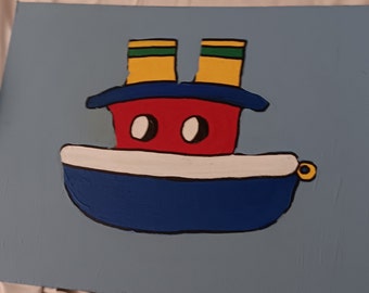 Tugboat, toy boat, tow boat, Cartoon tugboat, boat, cartoony style