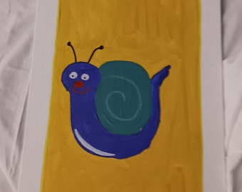 Snail, cartoon snail, cartoon insect, cute snail painting, adorable snail, insect, acrylic painting