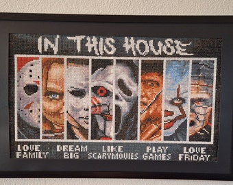 Villains and bad guys, serial killers, Halloween, Friday the 13th, Chucky, Jigsaw from Saw, Scream, Freddy Krueger, It, killers