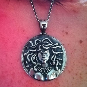 Sterling Silver Medusa Pendant Necklace: Greek Mythology Jewelry
