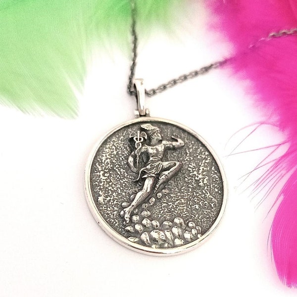 Déesse Hermès pendentif-collier de déesse-collier grec ancien-bijoux de mythologie-collier de déesse en argent sterling-cadeau de la Saint-Valentin