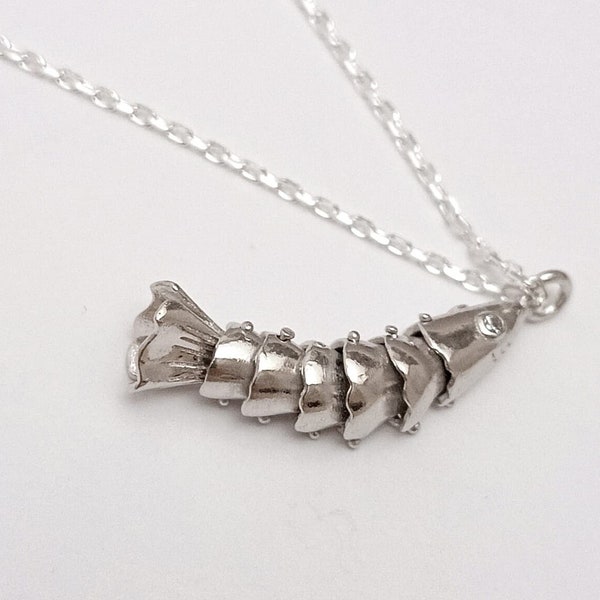 Collier poisson 3D-Collier poisson en argent sterling-Collier poisson mobile-Collier poisson articulé-Collier poisson minimaliste-Cadeau pour elle-Bijou d'été