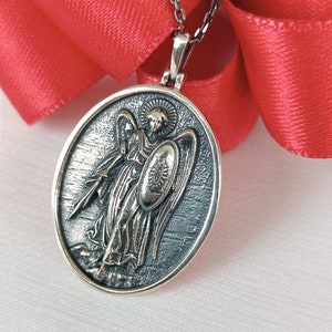 Sterling Silver Archangel St. Michael Necklace,Hand Made,Religious Jewelry,Men&#39;s Necklace,St. Michael Necklace,Gift To Him,Christmas Gift