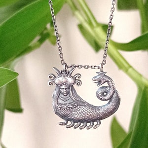 Shahmaran Necklace-Mythological Pendant-Sterling Silver Handmade Goddess Necklace-Legendary Queen Necklace -Queen of Snakes Necklace-Gift