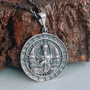 Odin Necklace-The God of War Odin Necklace-Sterling Silver The Viking God Odin Medallion-Viking Norse Mythology Pendant-Nordic God Amulet