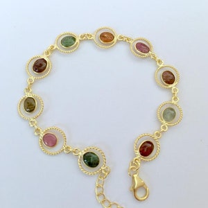 Sterling Silver Tourmaline Necklace Bracelet Set: Gold Plated Jewelry-Gem Stone Jewelry