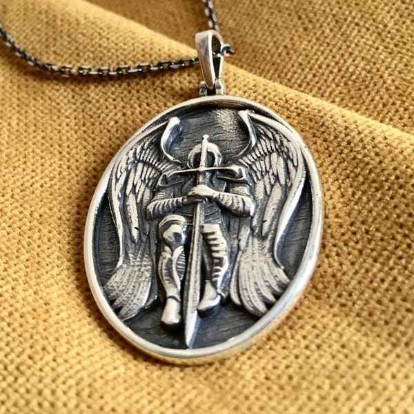 Archangel St. Michael Silver Locket, St Michael Commander of God's Army, Archangel Michael's Secret Protective Necklace,Valentines Days Gift