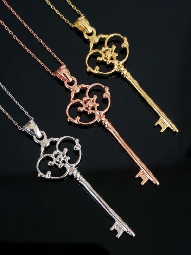 Sterling Silver Antique Handmade Key Necklace ,vintage Key Pendant - Etsy