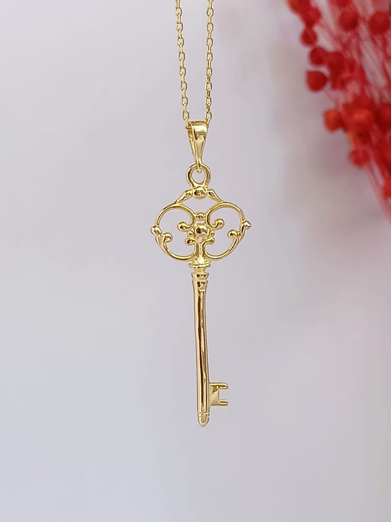 Sterling Silver Antique Handmade Key Necklace ,vintage Key Pendant - Etsy
