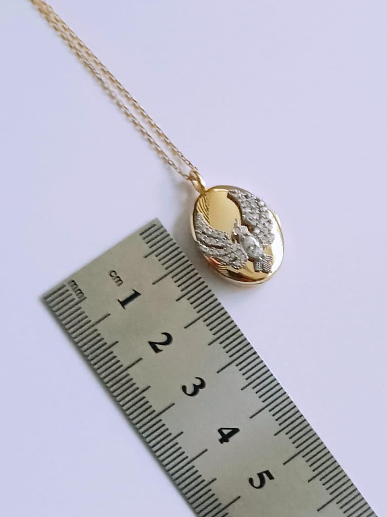 Sterling Silver Phoenix Locket Necklace: CZ Simurg Photo Pendant - Etsy