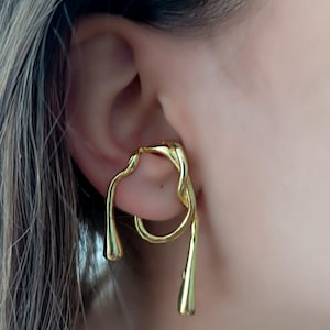 Ear Lobe Cuff Earrings-Chunky Ear Cuff-Helix Cuff-Sterling Silver Ear Cuff-Ear Cuff No Piercing-Unique Stacking Ear Cuff-Gift for Her-