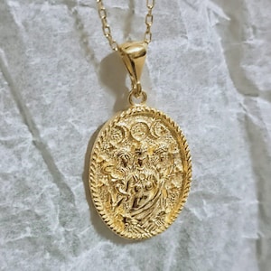 Goddess  Hecate,Mythologic Hecate Medallion,Goddess Necklace, Sterling Silver Hecate Triple Goddess Witchcraft,Ancient Greek Pendant