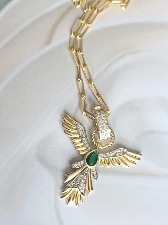 Sterling Silver Phonix Bird Necklace-Strength Necklace-Amulet Necklace-Fairy Tale Charm-Motivation Necklace-Bird Pendant-Wing Necklace-Gifts