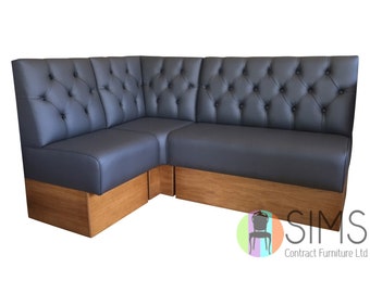 Modular Deep Buttoned Banquette Fitted Bench Booth Seating - Cafe, Kitchen, Bar