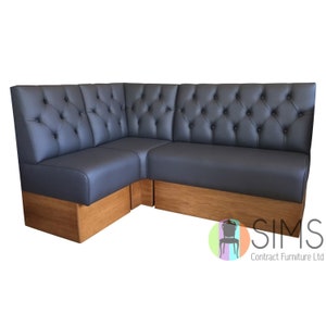 Modular Deep Buttoned Banquette Fitted Bench Booth Seating - Cafe, Kitchen, Bar