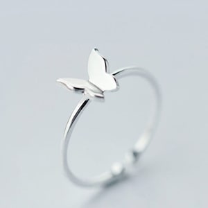 Sterling Silver Adjustable Open Butterfly Ring Free Size