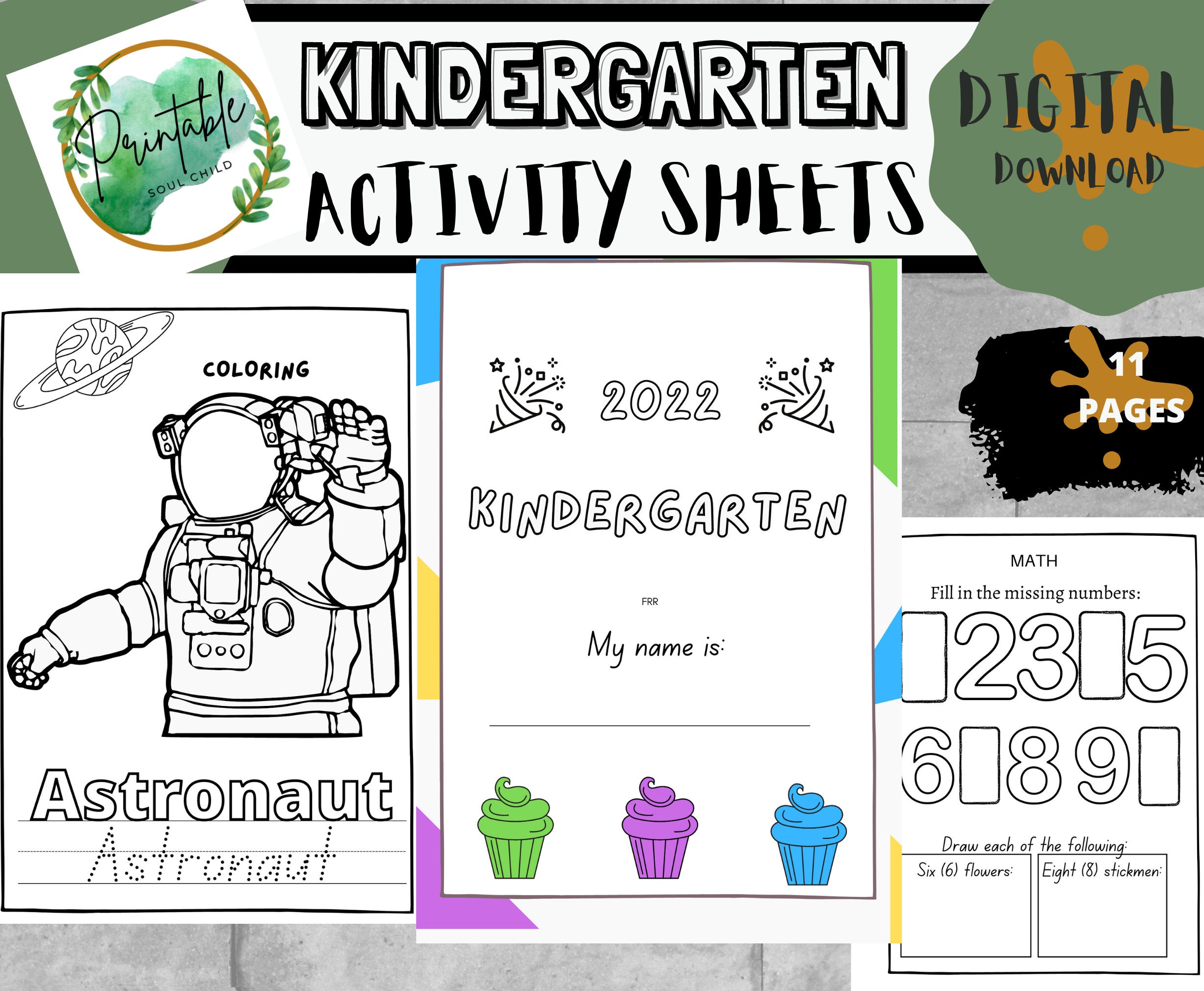 kindergarten worksheets phonics pdf printable relaxing etsy