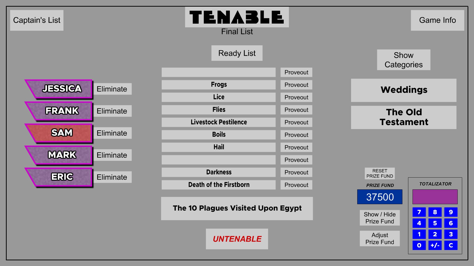 Tenable Game Show Software Etsy
