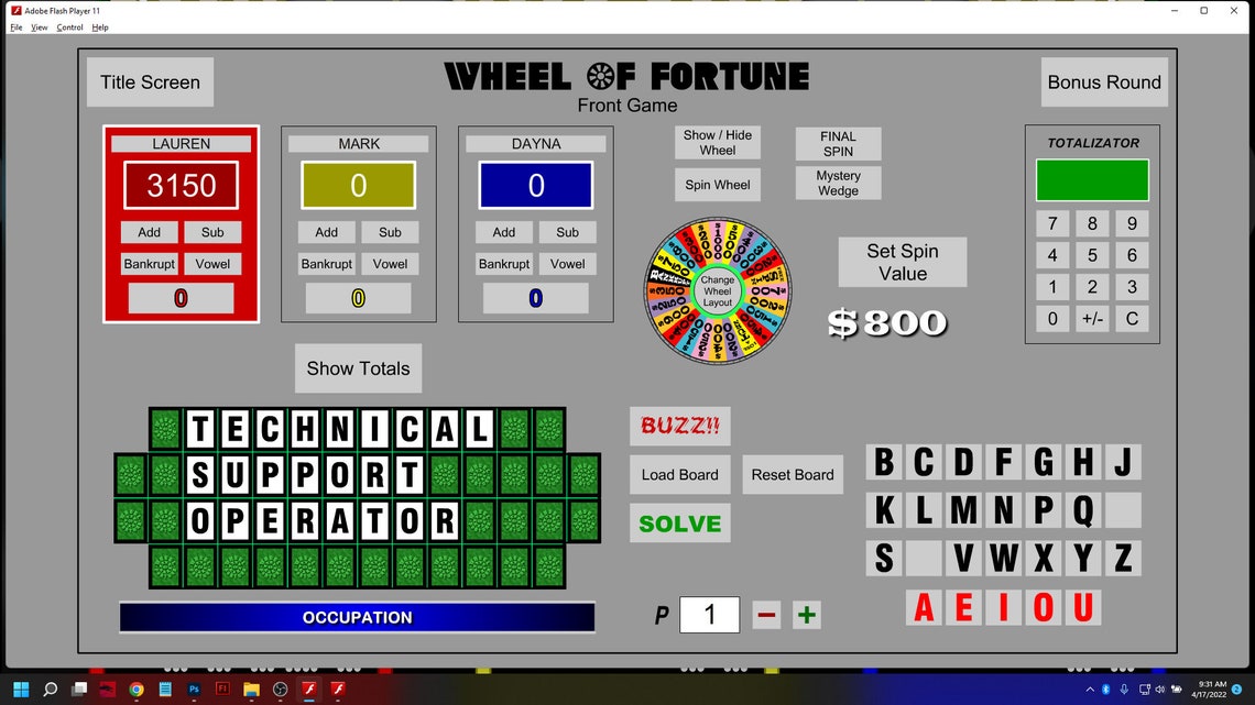 Wheel of Fortune Retro Edition Game Show Software Etsy