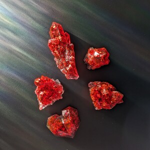 Ruby Themed Crystal, Geometric Heart and Succulent Magnets Filled with Red Holographic Glitters - colorful sturdy magnets for your valentine